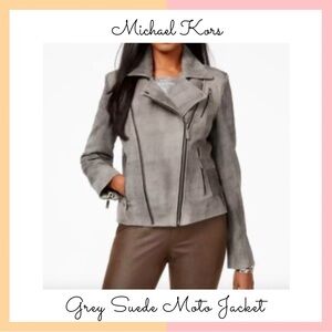 Michael Kors Grey Suede Moto Jacket